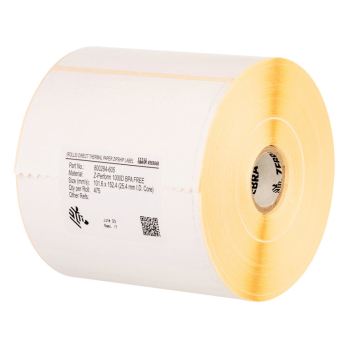 Zebra Label, Paper, 152x102mm; Thermal Transfer, Z-Perform 1000T, Uncoated, Permanent Adhesive, 76mm Core, Perforation 3003632