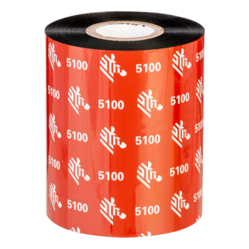 Zebra Resin Ribbon, 83mmx450m (3.27inx1476ft), 5100; Premium, 25mm (1in) core, 6/box 05100BK08345