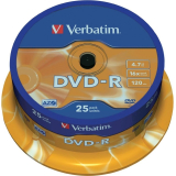 Consumabil DVD-R VERBATIM 4.7GB, 120min, viteza 16x, 25 buc, Single Layer, spindle, Matt Silver 43522 
