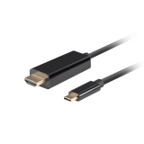 Cablu video Lanberg USB-C Male - HDMI Male, 1 m, Negru CA-CMHD-10CU-0018-BK