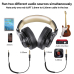 Casca OneOdio wireless, cu fir, tip over ear, utilizare multimedia, DJ, conectare prin Bluetooth 5.2 | Jack 3.5 mm | Jack 6.35 mm, difuzor 40 mm, impedanta 32 Ohm, acumulator 650 mAh, negru | auriu,  