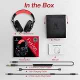 Casca OneOdio wireless, cu fir, tip over ear, utilizare multimedia, DJ, conectare prin Bluetooth 5.2 | Jack 3.5 mm | Jack 6.35 mm, difuzor 40 mm, impedanta 32 Ohm, acumulator 650 mAh, rosu, Fusion-A7 