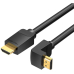 Cablu video Vention, HDMI(T) la HDMI(T), 1.5m, rezolutie maxima 4K la 60Hz, conectori auriti, cupru, unghi 270 grade, negru, AAQBG (timbru verde 0.18lei) - 6922794745353 
