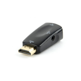 Adaptor video Gembird, splitter HDMI (T) la VGA (M) + Jack 3.5mm (T), rezolutie maxima Full HD (1920 x 1080) la 60Hz, cablu audio 3.5 mm jack, black, AB-HDMI-VGA-02
