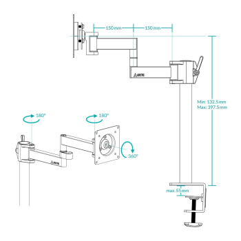 Suport monitor Arctic ARCTIC X1 - Single Monitor Arm in black colour AEMNT00061A 