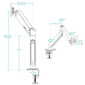Suport monitor Arctic ARCTIC X1-3D - Single Monitor arm with complete 3D movement in black colour AEMNT00062A 