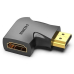 Adaptor video Vention, HDMI(T) la HDMI(M), rezolutie maxima 4K la 60Hz, conectori auriti, unghi 90 grade, invelis PVC, adaptor vertical, negru, AIPB0 (timbru verde 0.03lei) - 6922794747913 