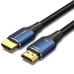 Cablu video Vention, HDMI(T) la HDMI(T), 1.5m, rezolutie maxima 8K la 60Hz/4K la 120Hz, conectori auriti, cupru/argint, bumbac braided, albastru, ALGLG (timbru verde 0.18lei) - 6922794765245 