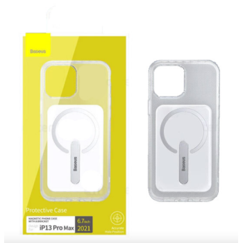 HUSA SMARTPHONE Baseus Magnetic, pentru Iphone 13 Pro, material TPU, suporta incarcare magnetica, contine suport de telefon tip bracket cu pliere 90 grade si rotire 360 grade, transparent ARCX000102 