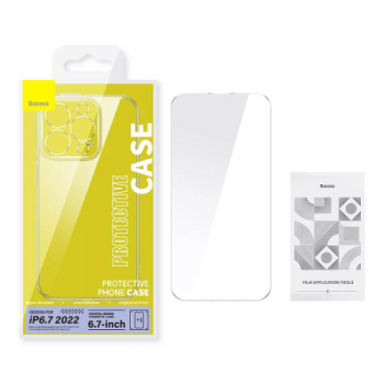 HUSA SMARTPHONE Baseus Crystal Series Magnetic Case, pentru Iphone 14 Plus, contine 1 x folie sticla display, material silicon, transparent ARJC010002 - 6932172615048 