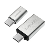 ADAPTOR LOGILINK, pt. smartphone, USB 3.1 Type-C (T) la Micro-USB 2.0 (M) sau USB 3.0 (M), argintiu, AU0040 (timbru verde 0.08 lei) 