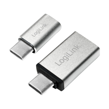 ADAPTOR LOGILINK, pt. smartphone, USB 3.1 Type-C (T) la Micro-USB 2.0 (M) sau USB 3.0 (M), argintiu, AU0040 (timbru verde 0.08 lei) 