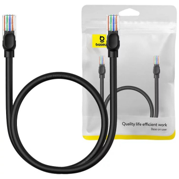 PATCH CORD UTP Baseus Cat5, fire din cupru, round cable, viteza maxima 1 Gbps, PVC, 0.5m, negru B00133206111-00 (timbru verde 0.08 lei) - 6932172637071 