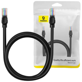 PATCH CORD UTP Baseus Cat5, fire din cupru, round cable, viteza maxima 1 Gbps, PVC, 1.5m, negru B00133206111-02 (timbru verde 0.08 lei) - 6932172637064 