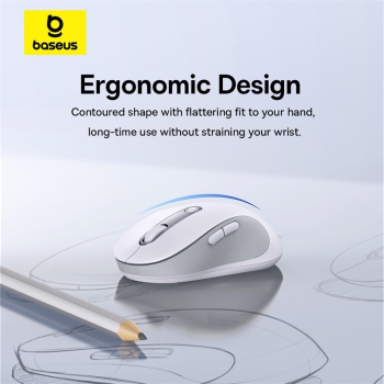 MOUSE Baseus F02 PC sau NB wireless, 2.4GHz si Bluetooth, optic, 800/ 1200/1600 dpi,butoane/scroll 4/1, alb,B01055505211-01 (timbru verde 0.18 lei) - 6932172651077 