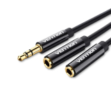 Cablu audio Vention, Jack 3.5mm (T) la 2 x Jack 3.5mm (M), 0.3m, conectori auriti, TPE, negru, BBSBY (timbru verde 0.03 lei) - 6922794738911 