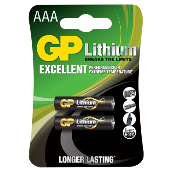 Baterie GP Batteries, Lithium AAA (FR03) 1.5V lithium, blister 2 buc. GP24F-2UE2 GPPCL24LF001 (timbru verde 0.04 lei) 