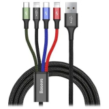 CABLU alimentare si date Baseus Fast 4-in-1 Cable, pt. smartphone, USB la USB Type-C, Micro-USB +2 x Lightning Iphone, 1.2m, negru CA1T4-A01 (timbru verde 0.18 lei) - 6953156278486  CABLU alimentare si date Baseus Fast 4-in-1 Cable, pt. smartphone, USB la USB Type-C, Micro-USB +2 x Lightning Iphone, 1.2m, negru CA1T4-A01 (timbru verde 0.18 lei) - 6953156278486