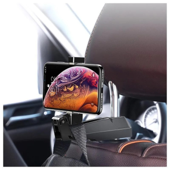SUPORT AUTO Baseus pt. SmartPhone, fixare pe tetiera, ofera posibilitatea reglarii unghiului de vizionare pe verticala si orizontala (360 de grade), negru SUHZ-A01 - 6953156291973 