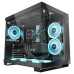 CARCASA PCCOOLER, Middle Tower, ATX, fara sursa, sticla securizata, 6 ventilatoare incluse, iluminare ARGB, alb, USB 3.2 gen 1 x 2, USB Type-C x 2, mic, audio, C3 T500 ARGB BK 