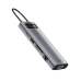 DOCKING Station Baseus Metal Gleam, conectare PC USB Type-C, USB 3.0 x 3, Card reader SD x 1, MicroSD x 1, USB Type C x 1 PD 100W, HDMI x 1/4K/30Hz, VGA x 1/Full HD, RJ-45 Gigabit x 1, gri CAHUB-CU0G 