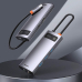 DOCKING Station Baseus Metal Gleam, conectare PC USB Type-C, USB 3.0 x 3, RJ-45 Gigabit LAN x 1, USB Type C x 1 PD 100W 5V / 9V / 14.5V / 20V 5A (Max.), HDMI x 1/4K/30Hz, LED, gri CAHUB-CW0G (timbru 