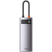 DOCKING Station Baseus Metal Gleam, conectare PC USB Type-C, USB 3.0 x 3, RJ-45 Gigabit LAN x 1, USB Type C x 1 PD 100W 5V / 9V / 14.5V / 20V 5A (Max.), HDMI x 1/4K/30Hz, LED, gri CAHUB-CW0G (timbru 