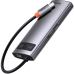 DOCKING Station Baseus Metal Gleam, conectare PC USB Type-C, USB 3.0 x 3, RJ-45 Gigabit LAN x 1, USB Type C x 1 PD 100W 5V / 9V / 14.5V / 20V 5A (Max.), HDMI x 1/4K/30Hz, LED, gri CAHUB-CW0G (timbru 