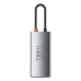 DOCKING Station Baseus Metal Gleam, conectare PC USB Type-C, USB 3.0 x 1|USB 2.0 x 1|USB Type C x 1 PD 100W 5V / 9V / 14.5V / 20V 5A (Max.) | HDMI x 1/4K/30Hz, LED, gri CAHUB-CY0G (timbru verde 0.8 