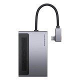 DOCKING Station Baseus Magic Multifunctional, conectare PC USB Type-C, USB 3.0 x 1, 3.5mm jack|card reader MicroSD/SD, USB Type C x 1 PD 100W 5V / 9V / 14.5V / 20V 5A (Max.), HDMI x 1/4K/60Hz, LED, gr 