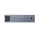 DOCKING Station Baseus, conectare PC USB Type-C x 2, USB 3.0 x 2, USB Type C x 1 PD 87W, Card reader SD x 1, MicroSD x 1, HDMI x 1/4K/60Hz, RJ-45 Gigabit LAN x 1, gri CAHUB-L0G (timbru verde 0.18 le 