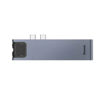 DOCKING Station Baseus, conectare PC USB Type-C x 2, USB 3.0 x 2, USB Type C x 1 PD 87W, Card reader SD x 1, MicroSD x 1, HDMI x 1/4K/60Hz, RJ-45 Gigabit LAN x 1, gri CAHUB-L0G (timbru verde 0.18 le 