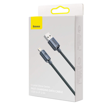 CABLU alimentare si date Baseus Crystal Shine, Fast Charging Data Cable pt. smartphone, USB la Lightning Iphone 2.4A, 2m, negru CAJY000101 (timbru verde 0.18 lei) - 6932172602710 