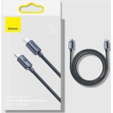 CABLU alimentare si date Baseus Crystal Shine, Fast Charging Data Cable pt. smartphone, Type-C la Lightning Iphone 20W, 2m, braided, negru CAJY000301 (timbru verde 0.18 lei) - 6932172602772 