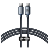 Cablu alimentare si date Baseus Crystal Shine, Fast Charging Data Cable pt. smartphone, USB Type-C la USB Type-C 100W, 1.2m, braided, negru CAJY000601