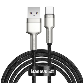CABLU alimentare si date Baseus Cafule Metal, Fast Charging Data Cable pt. smartphone, USB la USB Type-C 66W, 2m, negru CAKF000201 (timbru verde 0.18 lei) - 6953156209770 