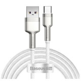 CABLU alimentare si date Baseus Cafule Metal, Fast Charging Data Cable pt. smartphone, USB la USB Type-C 66W, 2m, alb CAKF000202 (timbru verde 0.18 lei) - 6953156209787 