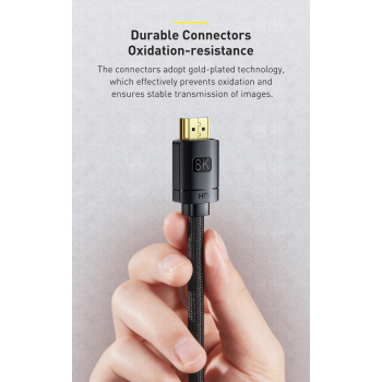 CABLU video Baseus High Definition, HDMI (T) la HDMI (T), versiunea 2.1, rezolutie maxima 8K UHD (7680 x 4320) la 60 Hz, conectori auriti, 3m, negru CAKGQ-L01 (timbru verde 0.18 lei) - 6953156204171 