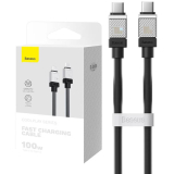 CABLU alimentare si date Baseus, Fast Charging Data Cable pt. smartphone, USB Type-C (T) la USB Type-C (T), E-marker, 100W, 1m, negru, CAKW000201 (include TV 0.18lei) - 6932172626648 