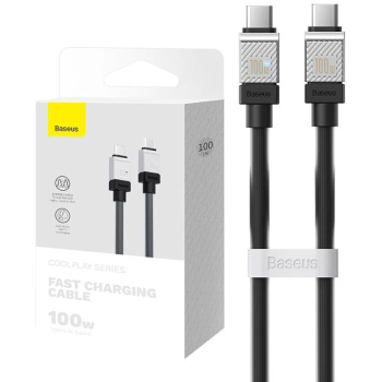 CABLU alimentare si date Baseus, Fast Charging Data Cable pt. smartphone, USB Type-C (T) la USB Type-C (T), E-marker, 100W, 1m, negru, CAKW000201 (include TV 0.18lei) - 6932172626648 