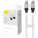 CABLU alimentare si date Baseus, Fast Charging Data Cable pt. smartphone, USB Type-C (T) la USB Type-C (T), E-marker, 100W, 1m, alb, CAKW000202 (include TV 0.18lei) - 6932172626655 