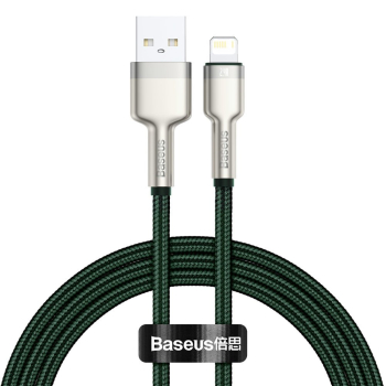CABLU alimentare si date Baseus Cafule Metal, Fast Charging Data Cable pt. smartphone, USB la Lightning Iphone 2.4A, braided, 1m, verde CALJK-A06 (timbru verde 0.08 lei) - 6953156202276 