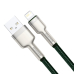 CABLU alimentare si date Baseus Cafule Metal, Fast Charging Data Cable pt. smartphone, USB la Lightning Iphone 2.4A, braided, 1m, verde CALJK-A06 (timbru verde 0.08 lei) - 6953156202276 
