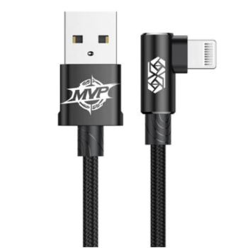 CABLU alimentare si date Baseus MVP, Fast Charging Data Cable pt. smartphone, USB la Lightning iPhone 2A unghi 90 grade, brodat, 1m, negru CALMVP-01 (timbru verde 0.18 lei) - 6953156263406 