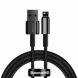 CABLU alimentare si date Baseus Tungsten Gold, Fast Charging Data Cable pt. smartphone, USB la Lightning Iphone 2.4A, braided, 1m, rezistent zgarieturi, negru CALWJ-01 (timbru verde 0.18 lei) - 6953 