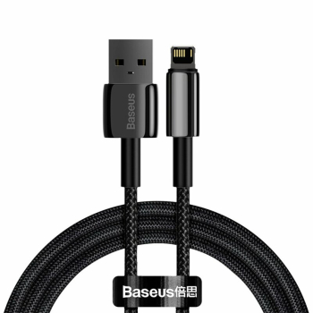 CABLU alimentare si date Baseus Tungsten Gold, Fast Charging Data Cable pt. smartphone, USB la Lightning Iphone 2.4A, braided, 1m, rezistent zgarieturi, negru CALWJ-01 (timbru verde 0.18 lei) - 6953 
