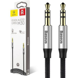 CABLU audio Baseus Yiven, stereo (3.5 mm jack T/T), conectori auriti, 1.5m, argintiu + negru CAM30-CS1 (timbru verde 0.18 lei) - 6953156257207 