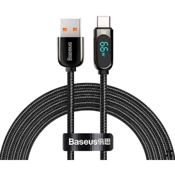 CABLU alimentare si date Baseus Display, Fast Charging Data Cable pt. smartphone, USB la USB Type-C 66W, braided, 1m, negru CASX020001 (timbru verde 0.18 lei) 