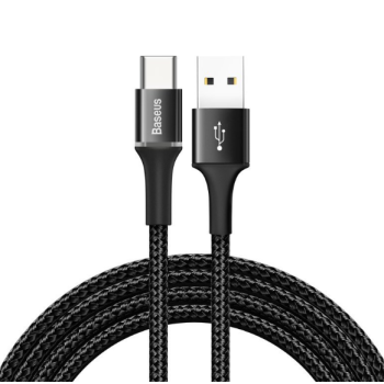 CABLU alimentare si date Baseus Halo, Fast Charging Data Cable pt. smartphone, USB la USB Type-C 3A, brodat, LED, 1m, negru CATGH-B01 (timbru verde 0.18 lei) - 6953156287273 
