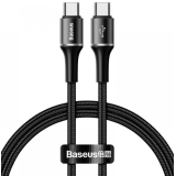 CABLU alimentare si date Baseus Halo, Fast Charging Data Cable pt. smartphone, USB Type-C la USB Type-C 60W(20V/3A), brodat, 1m, negru CATGH-J01 (timbru verde 0.18 lei) - 6953156216266 